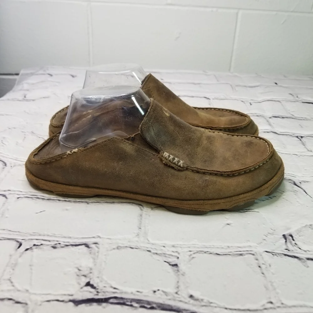 Olukai moloa brown leather shoes